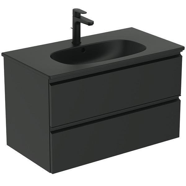 Долен шкаф за баня Tesi с мивка, 80 см, черен мат, Ideal Standard  

14