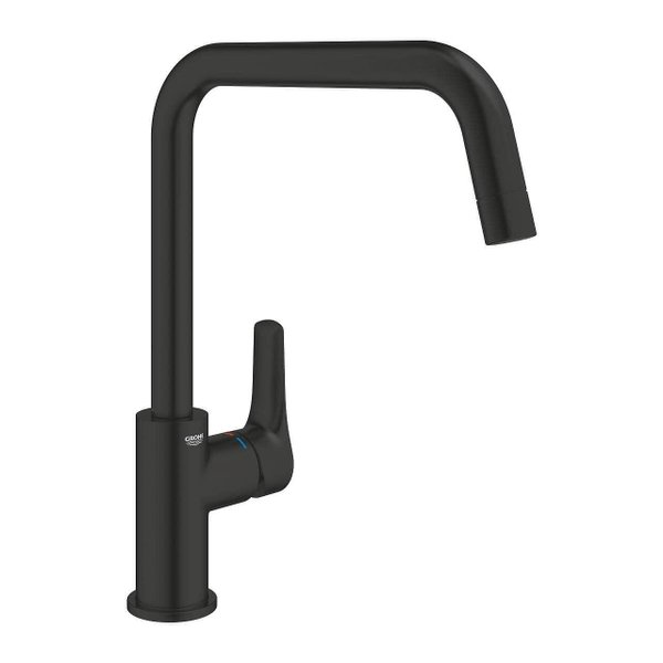 Черен мат кухненски смесител Grohe Eurosmart с U-чучур, модерен стил  

6