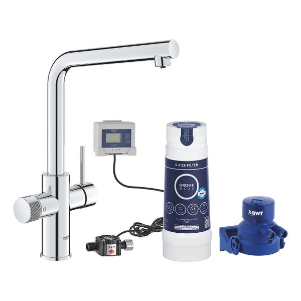 Кухненски смесител GROHE Blue Pure Minta с L-чучур и филтър, модерна кухня  

4
