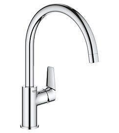 BauEdge Grohe Кухненски смесител, висок, с подвижен тръбен чучур