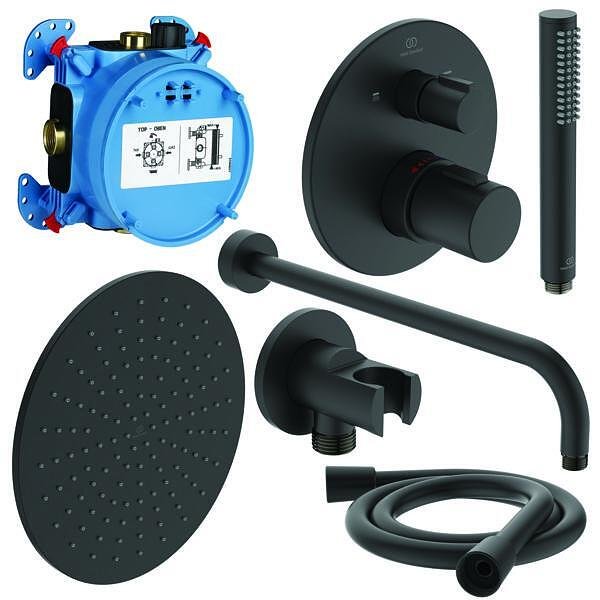 Душ комплект Ceratherm T100 в черен мат, за вграждане, Ideal Standard, цена 700 лв, модерна душ система  

5