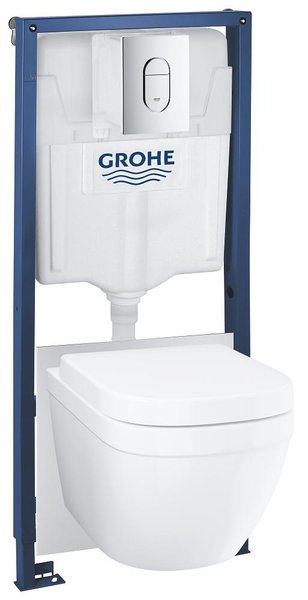 WC комплект за вграждане Grohe Solido 5 в 1, с конзолна чиния и седалка Euro Ceramic