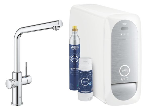 Grohe Blue Home комплект с L- чучур, за филтриране и газиране, за кухня
