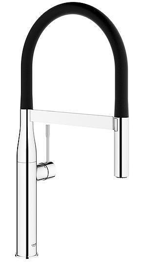 Професионален кухненски смесител Grohe Essence с гъвкав шлаух, хром и черно  

7